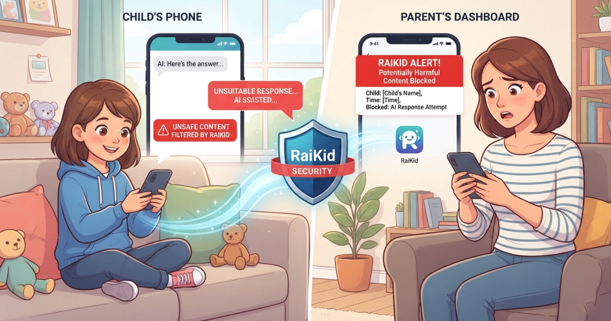 AI content filter protecting children from unsafe AI content