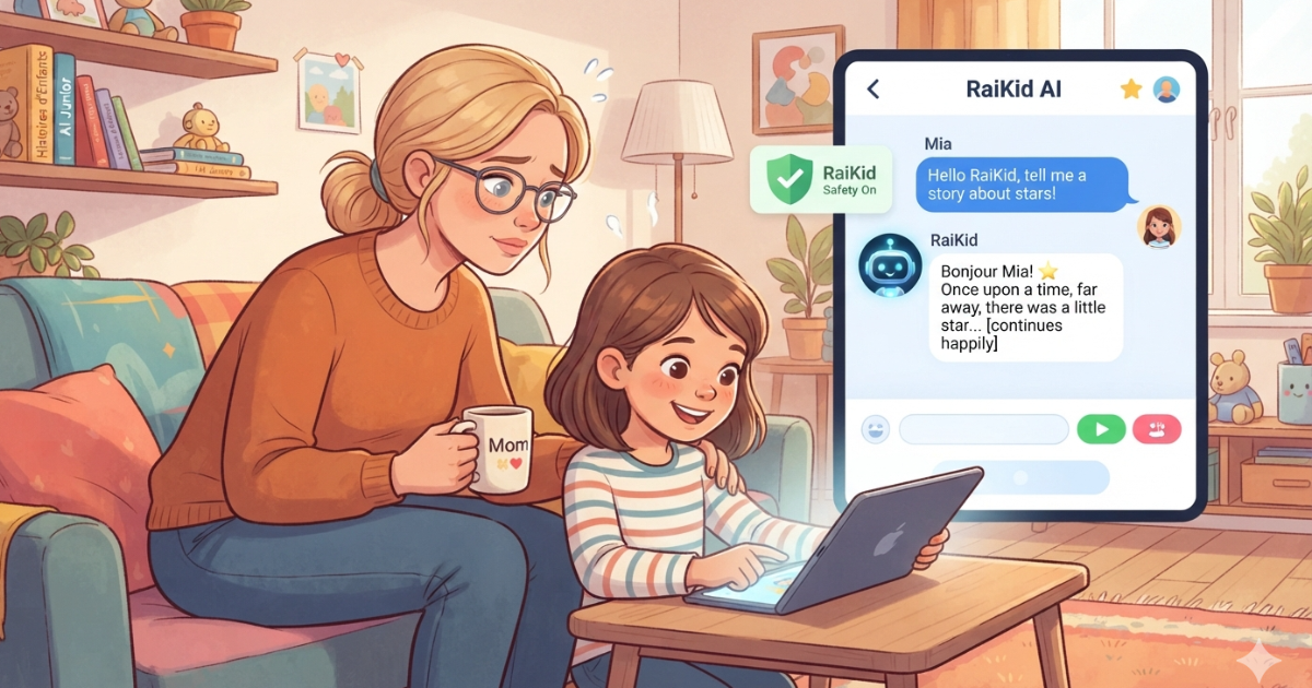 Parent monitoring a child's AI conversations for online safety