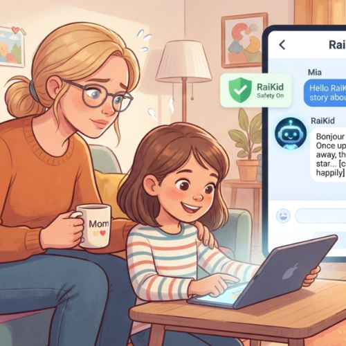 Parent monitoring a child's AI conversations for online safety